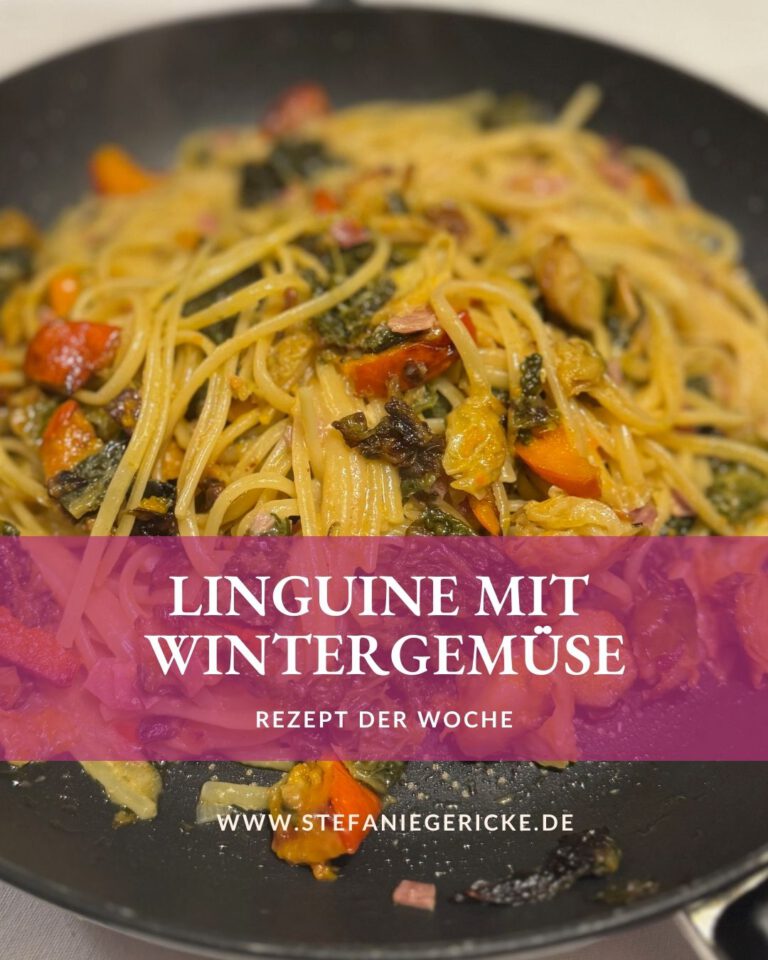 Linguine mit Wintergemüse und Schinken-Sahne Soße
