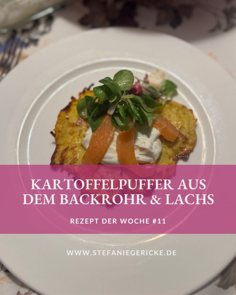 Rezeptbild: Kartoffelpuffer aus dem Backrohr mit Lach und Quarkdip
